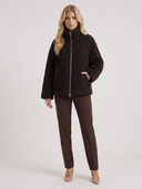 Natasha | Women's High Collar Zip Front Long Sleeve Patch Pockets Teddy Jacket