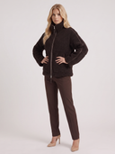 Natasha | Women's High Collar Zip Front Long Sleeve Patch Pockets Teddy Jacket