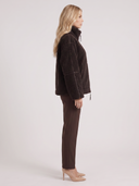 Natasha | Women's High Collar Zip Front Long Sleeve Patch Pockets Teddy Jacket