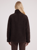 Natasha | Women's High Collar Zip Front Long Sleeve Patch Pockets Teddy Jacket