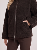 Natasha | Women's High Collar Zip Front Long Sleeve Patch Pockets Teddy Jacket