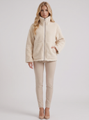 Natasha | Women's High Collar Zip Front Long Sleeve Patch Pockets Teddy Jacket