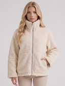 Natasha | Women's High Collar Zip Front Long Sleeve Patch Pockets Teddy Jacket