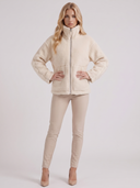 Natasha | Women's High Collar Zip Front Long Sleeve Patch Pockets Teddy Jacket