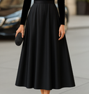 Navy | Women's High Neck Long Sleeve Formal Midi Dress