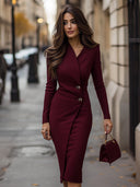 Nessa | Women's Long Sleeve Button Midi Dress