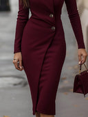 Nessa | Women's Long Sleeve Button Midi Dress