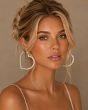 Nia | Women's Oversized Crystal Open Heart Hoop Statement Earrings