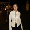 Niamh | Women's Satin Collared Button Long Sleeve Top
