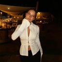 Niamh | Women's Satin Collared Button Long Sleeve Top