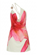 Nica | Women's Floral Print Asymmetrical Halter Mini Dress
