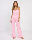 Nichola | Women's Ribbed V Neck Cami Pajama Set with Drawstring Wide Leg Pants