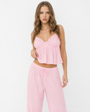 Nichola | Women's Ribbed V Neck Cami Pajama Set with Drawstring Wide Leg Pants