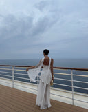 Noella | Women's Strapless Maxi Wedding Guest Dress with Scarf