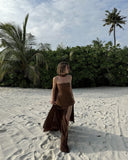 Noella | Women's Strapless Maxi Wedding Guest Dress with Scarf