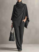 Noreen | Women's V Neck Long Sleeve Ribbed Wide Leg Two Piece Set