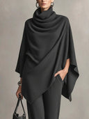 Noreen | Women's V Neck Long Sleeve Ribbed Wide Leg Two Piece Set