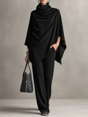 Noreen | Women's V Neck Long Sleeve Ribbed Wide Leg Two Piece Set