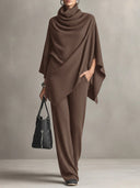 Noreen | Women's V Neck Long Sleeve Ribbed Wide Leg Two Piece Set