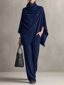 Noreen | Women's V Neck Long Sleeve Ribbed Wide Leg Two Piece Set