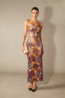 Novalee | Women's Strapless Floral Embellished Bodycon Maxi Dress
