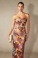 Novalee | Women's Strapless Floral Embellished Bodycon Maxi Dress