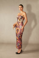 Novalee | Women's Strapless Floral Embellished Bodycon Maxi Dress