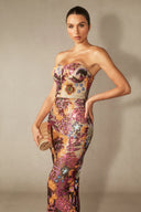 Novalee | Women's Strapless Floral Embellished Bodycon Maxi Dress