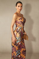 Novalee | Women's Strapless Floral Embellished Bodycon Maxi Dress