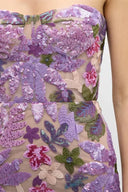 Novalee | Women's Strapless Floral Embellished Bodycon Maxi Dress