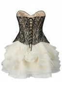 Nyla | Women's Strapless Lace Corset Ruffle Mini Cocktail Dress