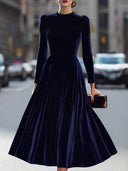 Oakley | Women's Crew Neck Long Sleeve Velvet Midi Dress