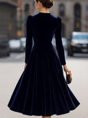 Oakley | Women's Crew Neck Long Sleeve Velvet Midi Dress