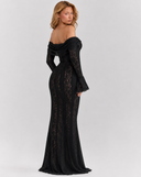 Oksana | Women's Floral Lace Asymmetric Neck Maxi Dress with High Slit