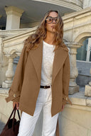 Olive | Women's Trench Coat Belted Shawl Collar Wrap Jacket