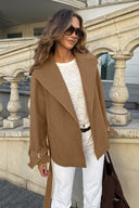 Olive | Women's Trench Coat Belted Shawl Collar Wrap Jacket