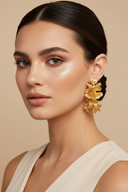 Olivia | Women's C-Shaped Floral Design Earrings