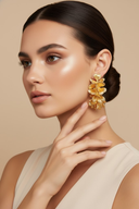 Olivia | Women's C-Shaped Floral Design Earrings