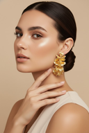Olivia | Women's C-Shaped Floral Design Earrings