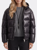 Oriana | Women's Zip Front Long Sleeve Pockets Glossy Puffer Jacket