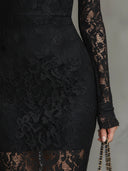 Orlaith | Women's Floral Lace Long Sleeves Fishtail Maxi Dress