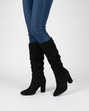 Ottavia | Women's Faux Suede Pointed Toe Slouchy Block Heel Knee High Boots