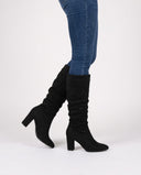 Ottavia | Women's Faux Suede Pointed Toe Slouchy Block Heel Knee High Boots
