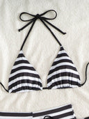 Patty | Women’s Striped Crochet Triangle Bikini Set with Cover-Up