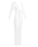 Paulina | Women's Long Sleeve V-Neck Bodycon Maxi Dress
