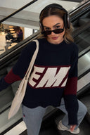 Payton | Women's Drop Shoulder Long Sleeve Graphic Knit Sweater