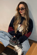 Payton | Women's Drop Shoulder Long Sleeve Graphic Knit Sweater