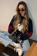 Payton | Women's Drop Shoulder Long Sleeve Graphic Knit Sweater