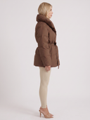 Perla | Women's Oversized Collar Tie Belt Long Sleeve Puffer Jacket