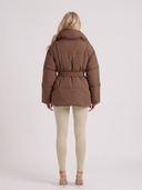 Perla | Women's Oversized Collar Tie Belt Long Sleeve Puffer Jacket